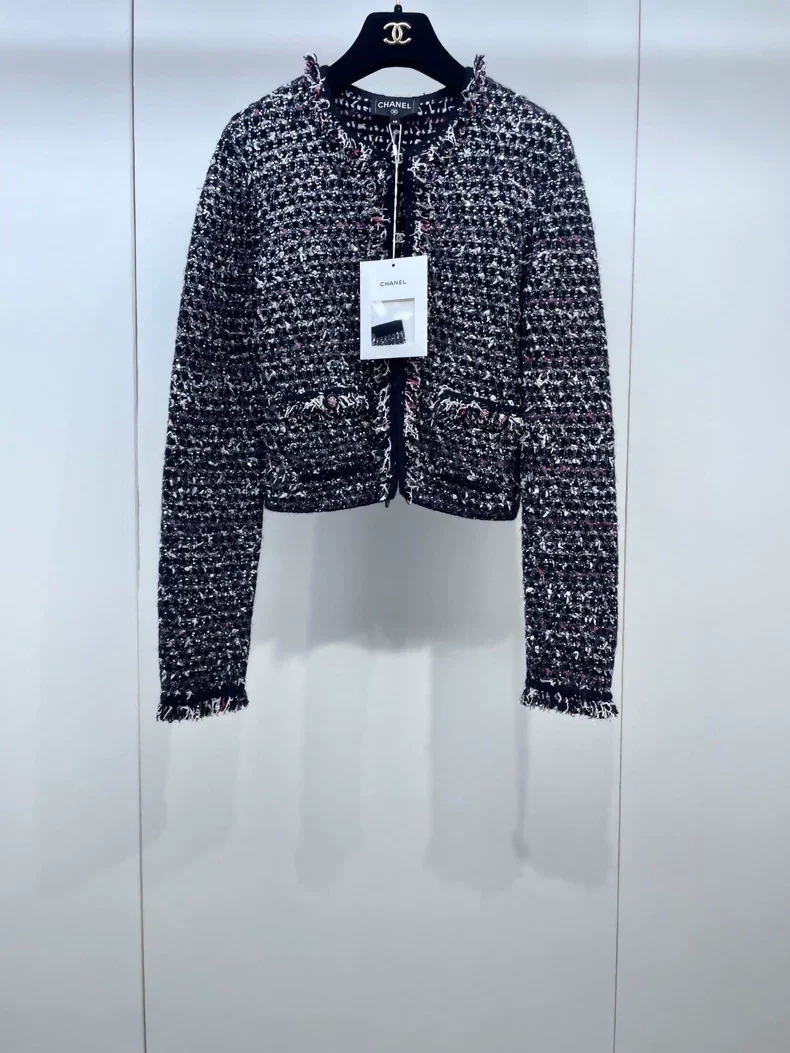Chanel 24B black tweed cardigan