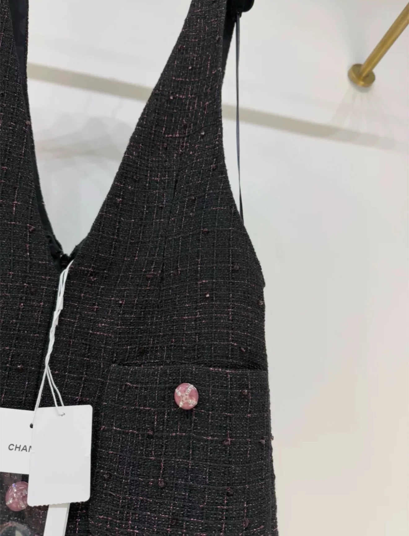 Chanel 24C Black & Pink Iridescent Tweed Dress - Image 3