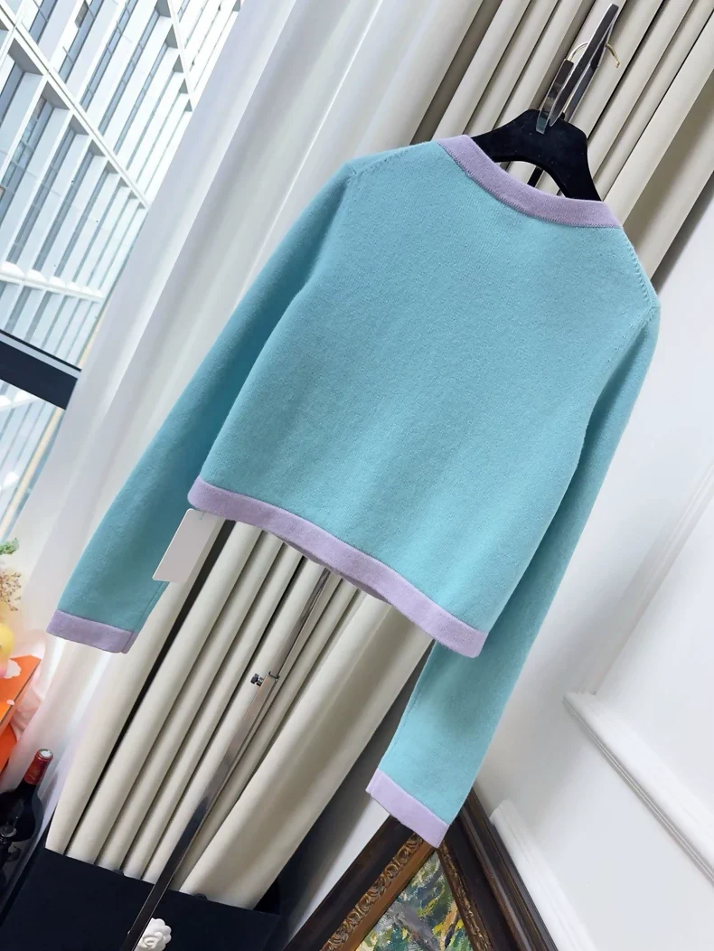 Chanel 24C blue, pink and purple cashmere cardigan - Image 2