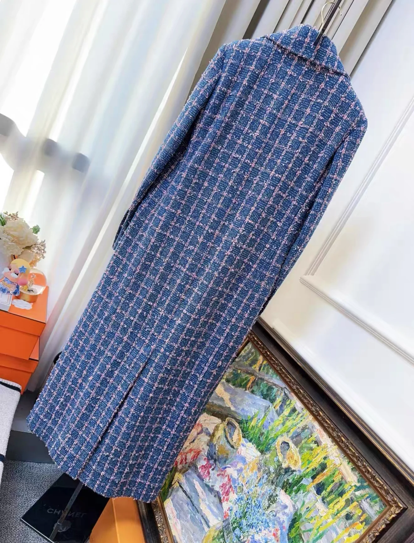 Chanel 24C Blue Tweed Long Coat - Image 2