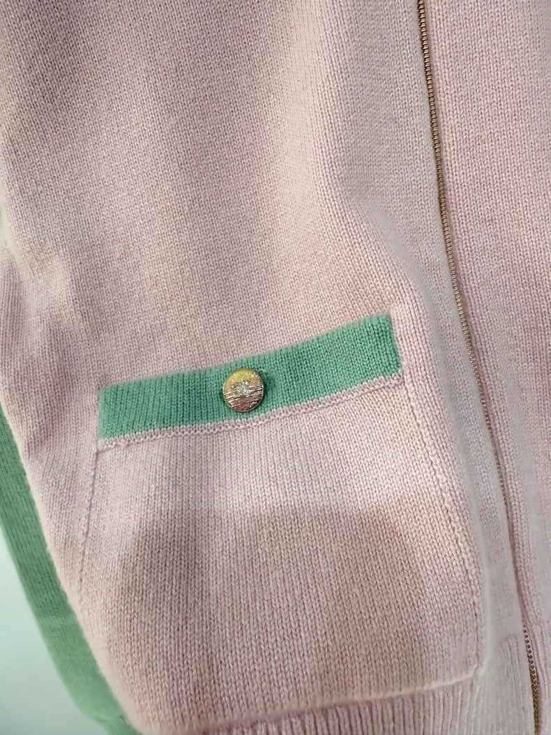 Chanel 24C pink green Cashmere Cardigan - Image 4
