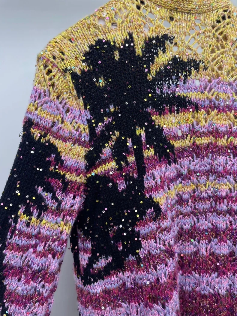 Chanel 24C pink/yellow sequin knit cardigan - Image 3