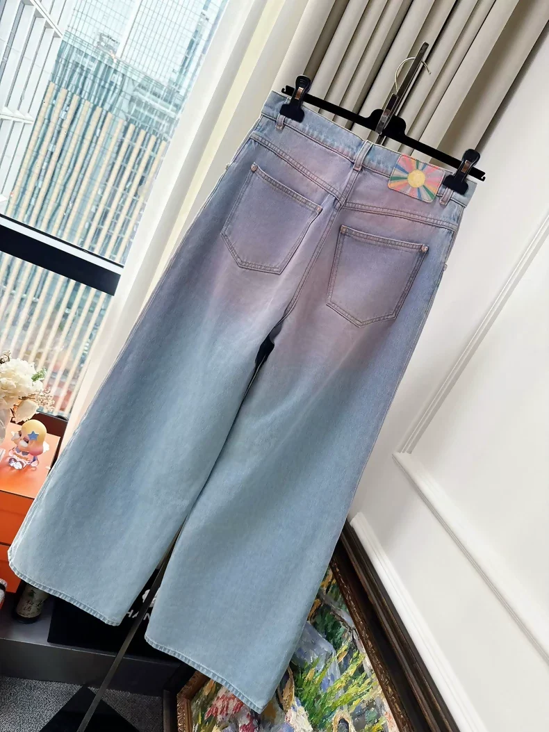 Chanel 24C wide leg jeans in blush pink gradient - Image 2