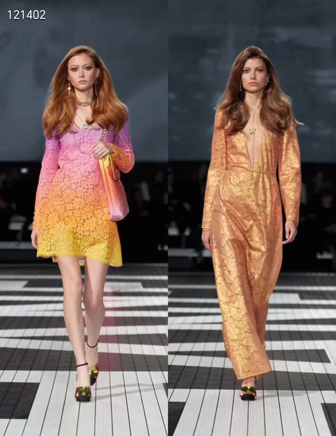 Chanel 24C Gold Lace V-Neck Dress - Image 3