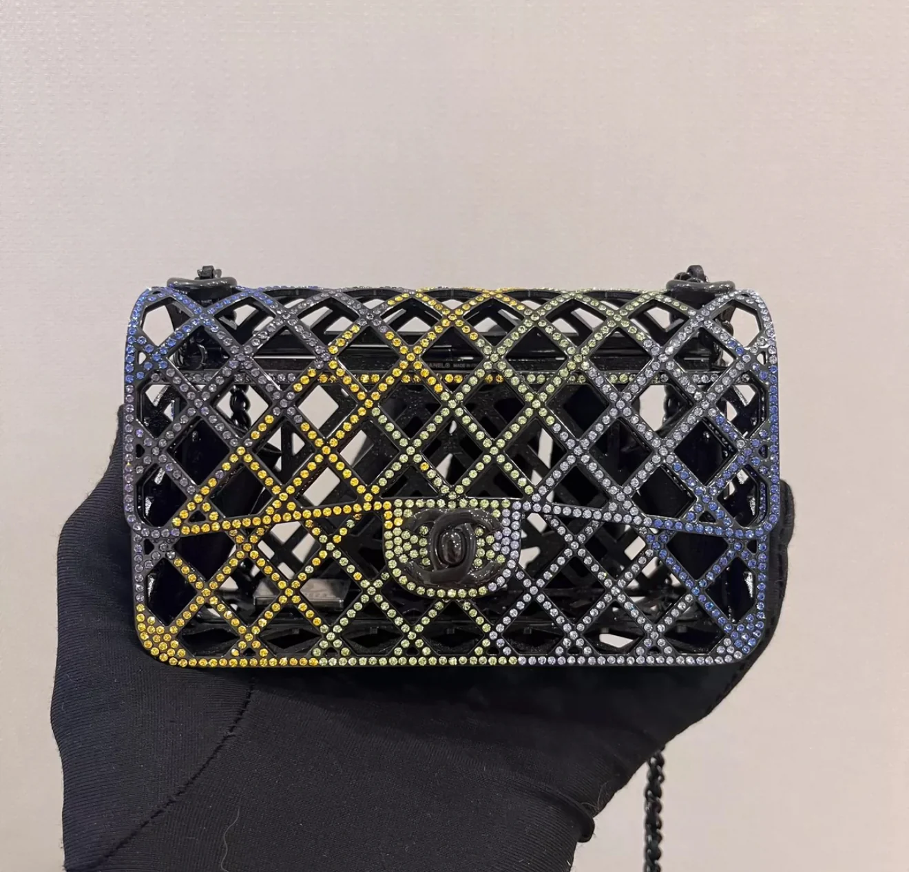 CHANEL 24C MULTI-COLOUR CRYSTAL METAL MINI FLAP BAG