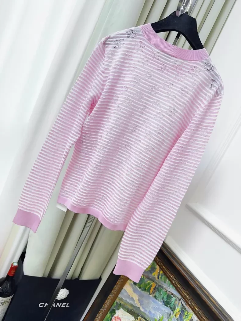 Chanel 24C pink striped knit top - Image 2