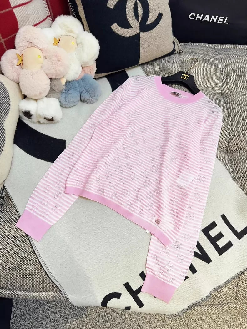 Chanel 24C pink striped knit top - Image 6