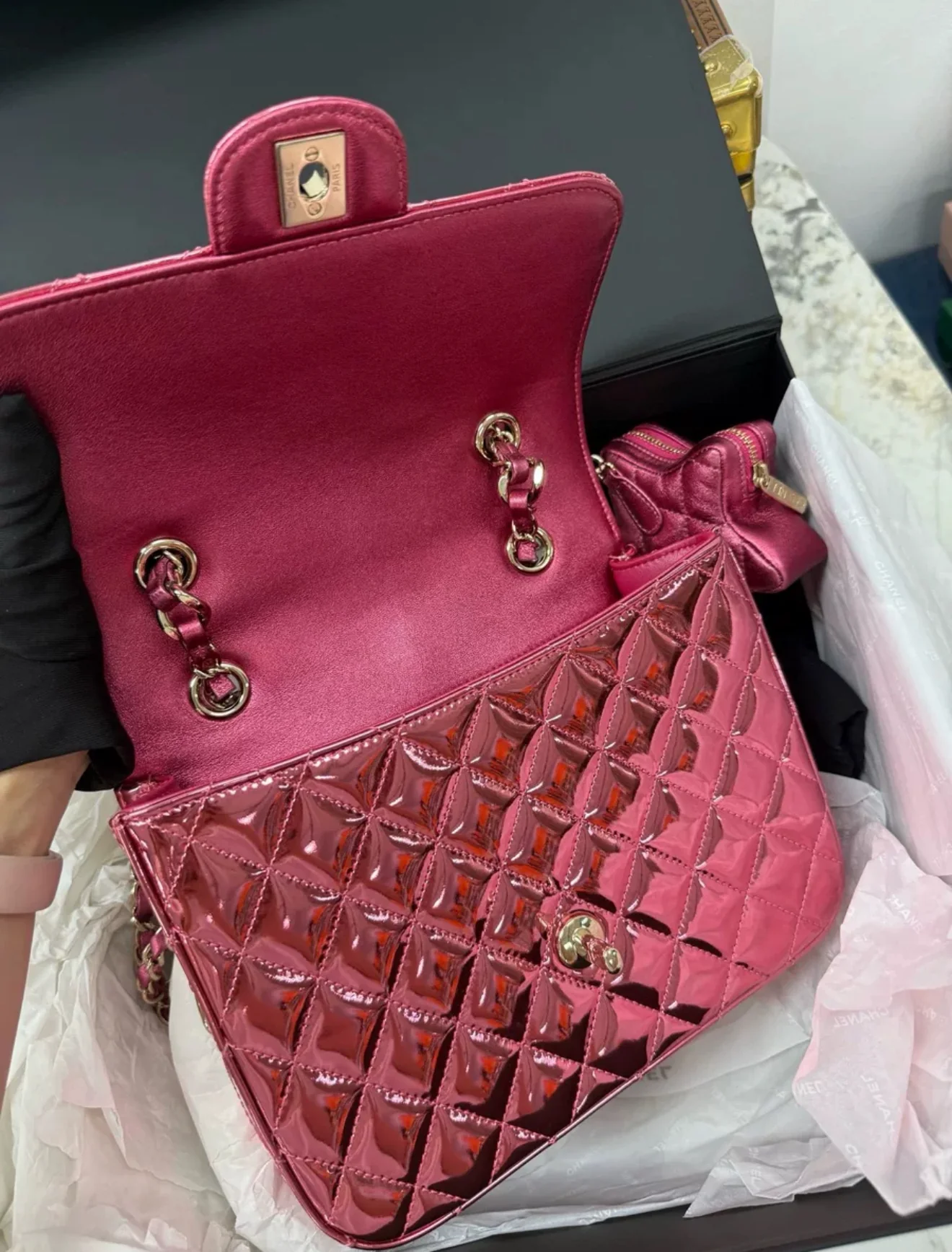 Chanel 24C purple pink mirrored backpack star bag - Image 5