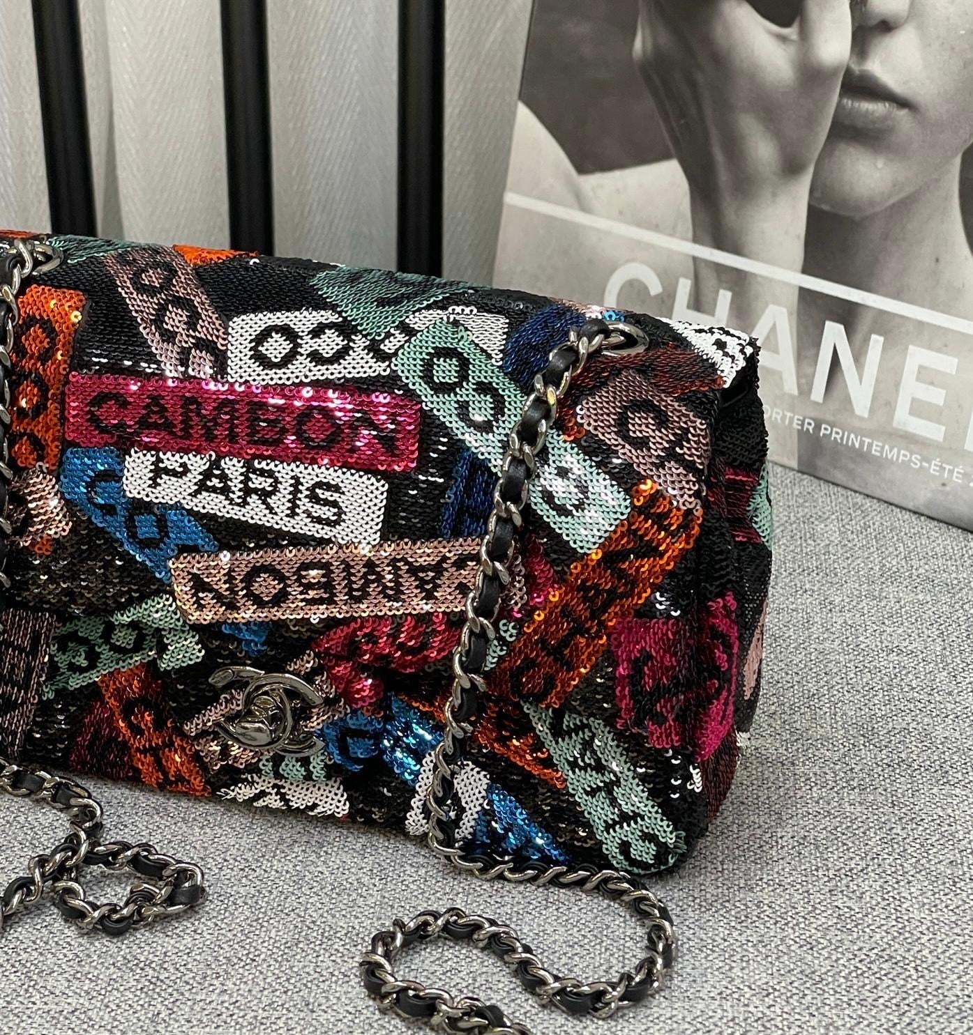 CHANEL 24C RAINBOW GLITTER-SEQUIN MINI FLAP BAG - Image 2