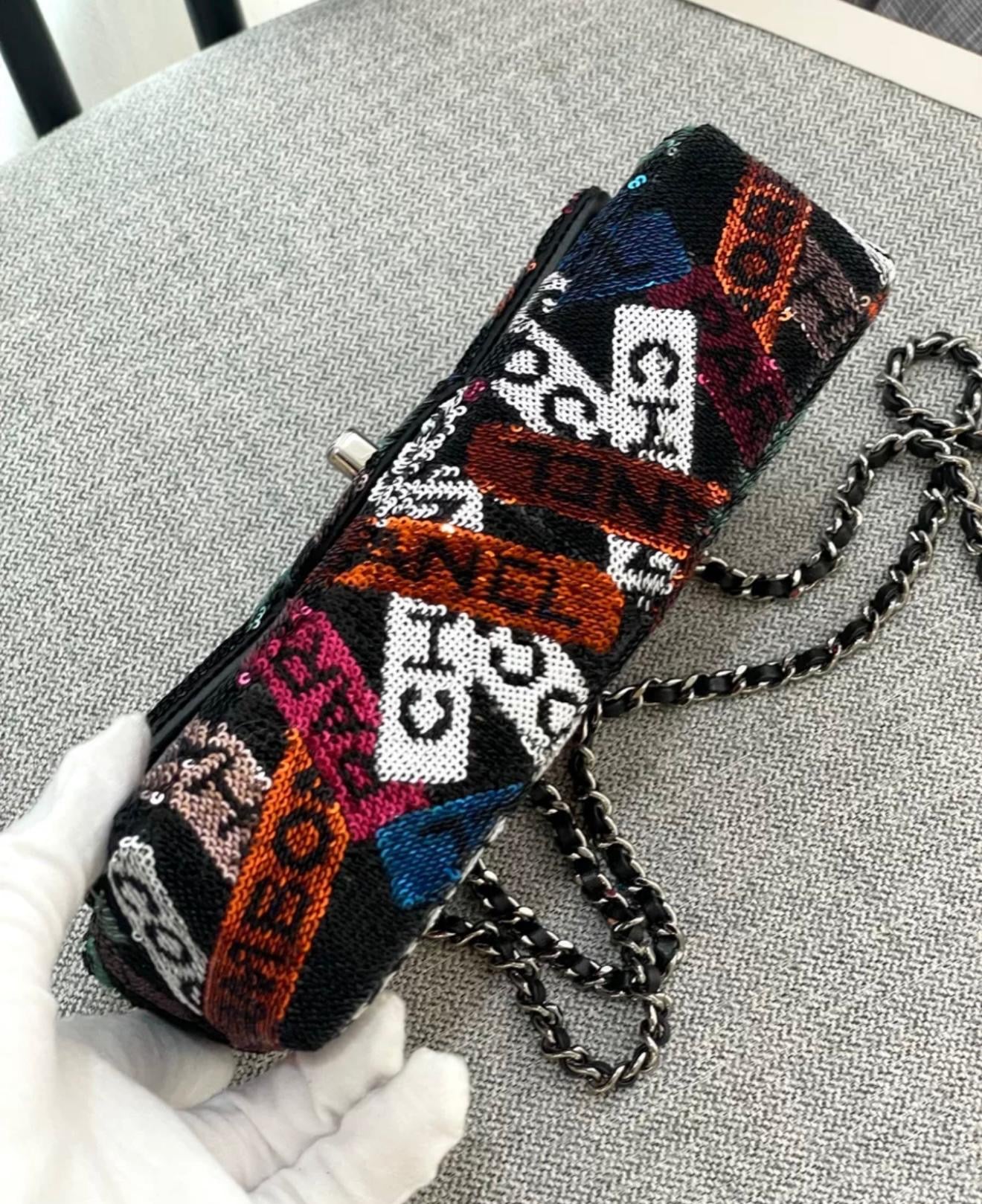 CHANEL 24C RAINBOW GLITTER-SEQUIN MINI FLAP BAG - Image 4