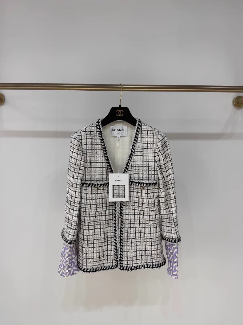 Chanel 24C runway grey sequined jacket