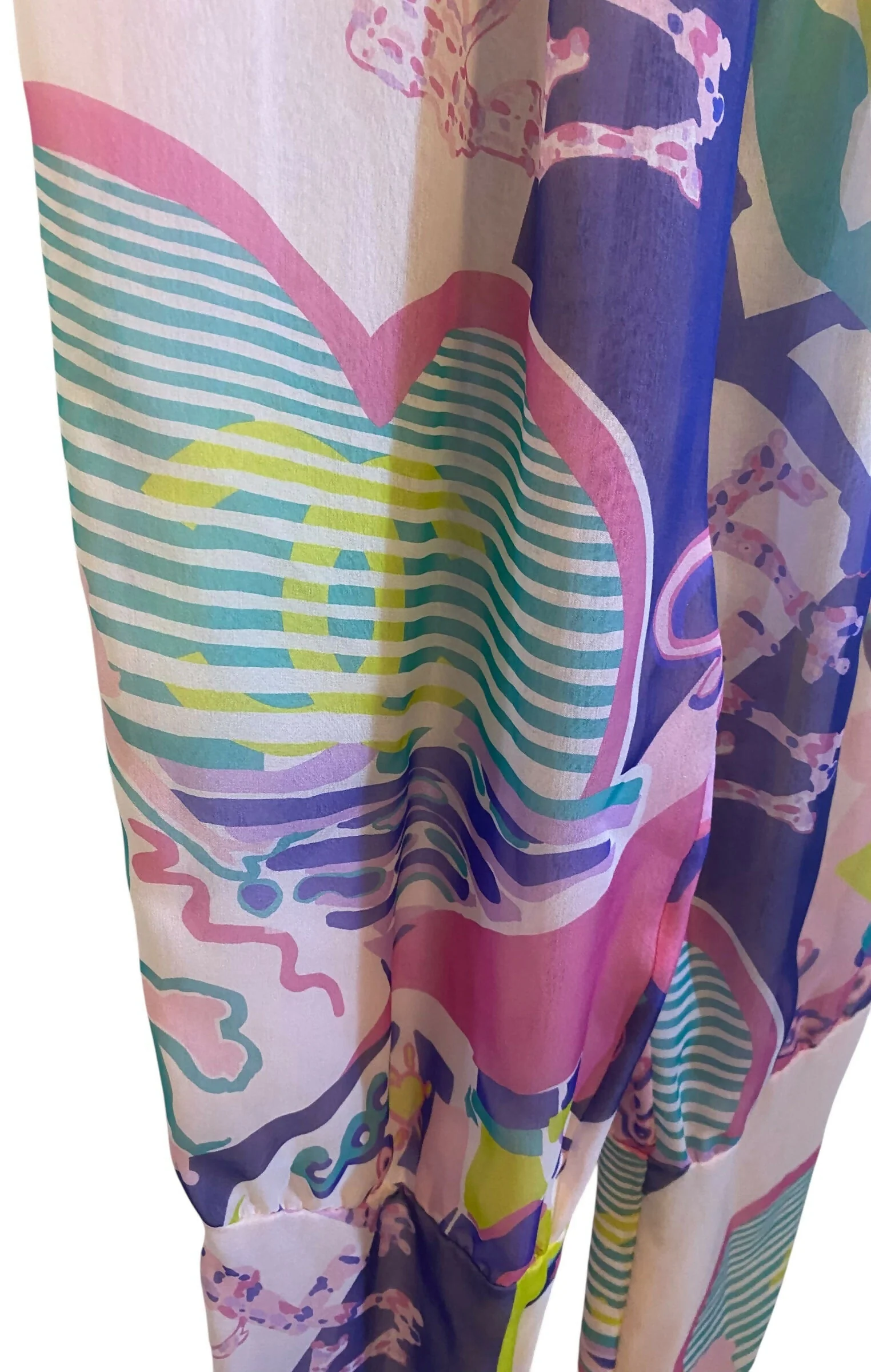 Chanel 24C Runway MultiColor Graffiti Silk Harem Pants FR 34 - Image 6