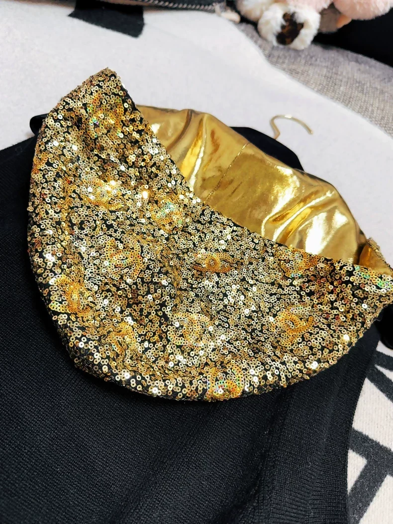 Chanel 24C Black & Gold Sequin Hooded Cashmere Vest Jacket - Image 3