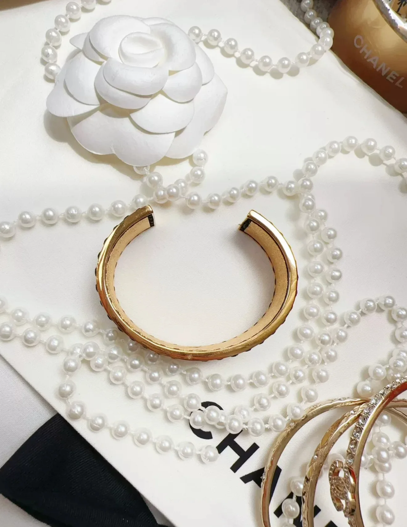 Chanel 24C White Black Open Bracelet - Image 3