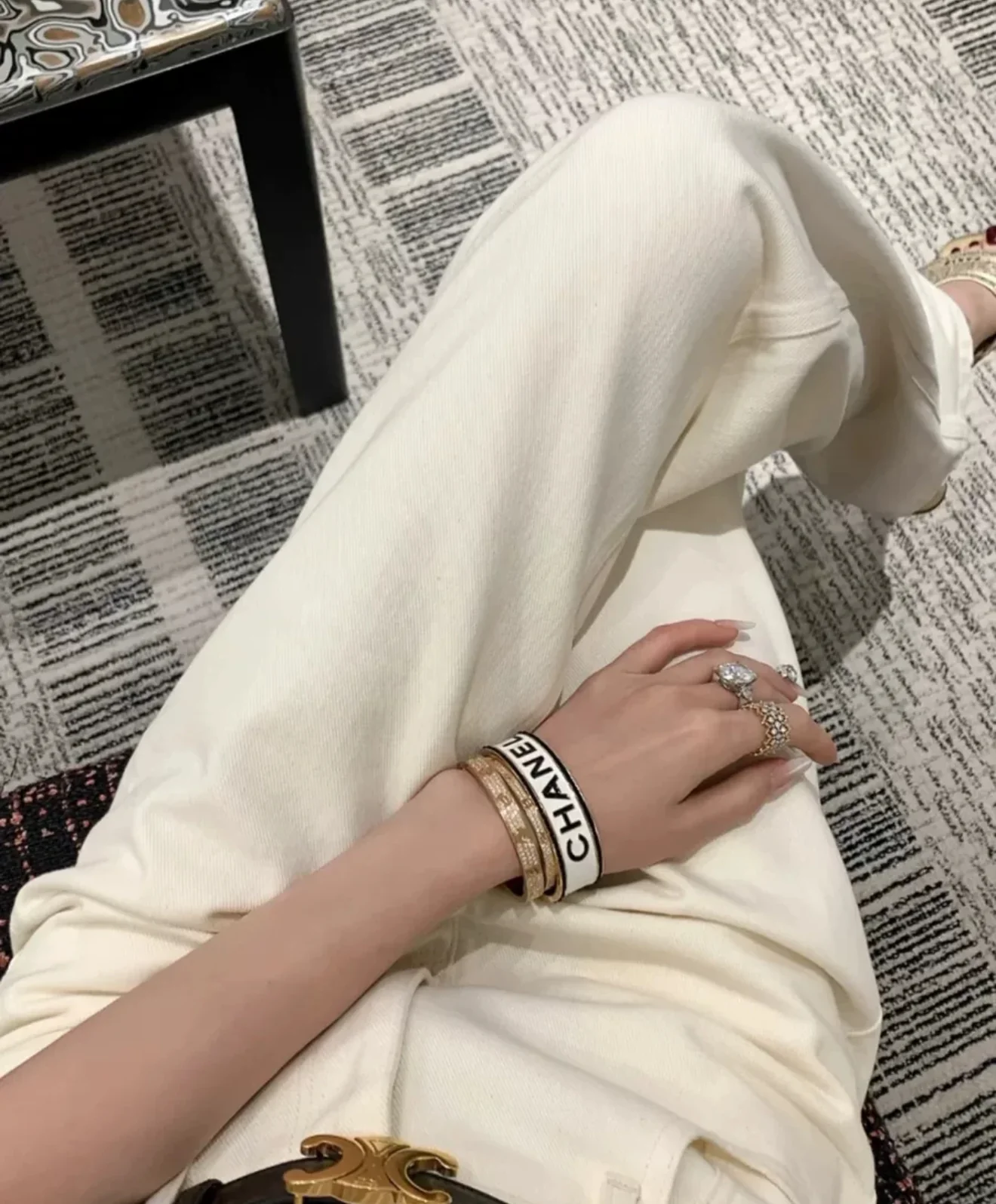 Chanel 24C White Black Open Bracelet - Image 7