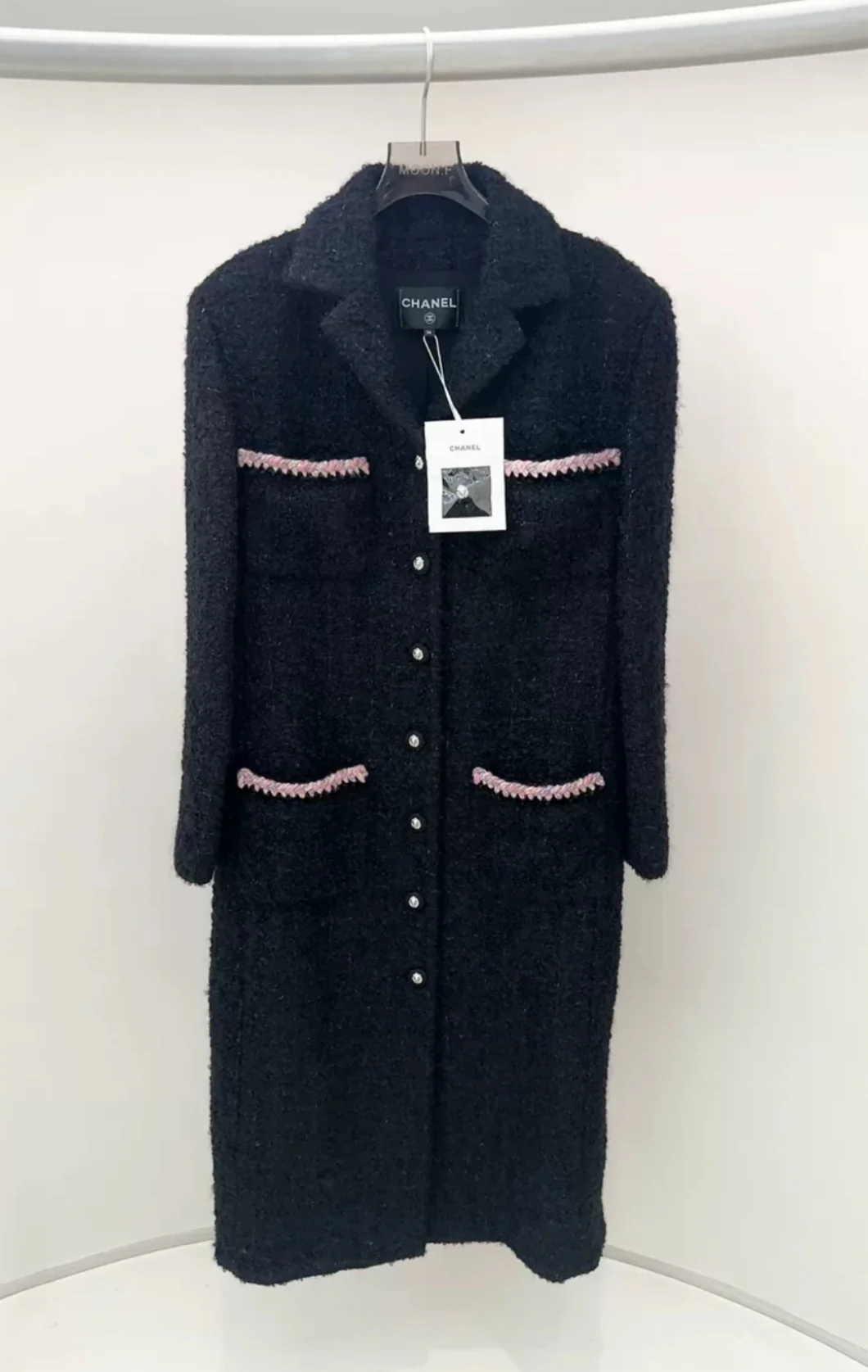 Chanel 24K black tweed long coat