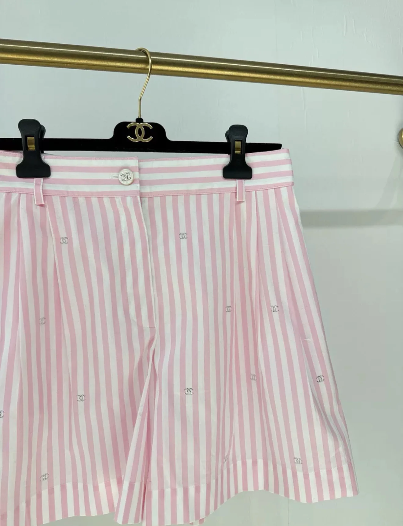 Chanel 24M Pink Striped Shorts - Image 2