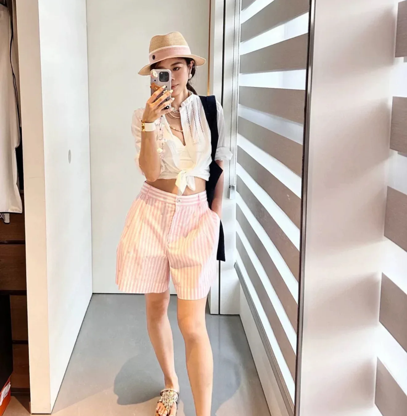 Chanel 24M Pink Striped Shorts - Image 4