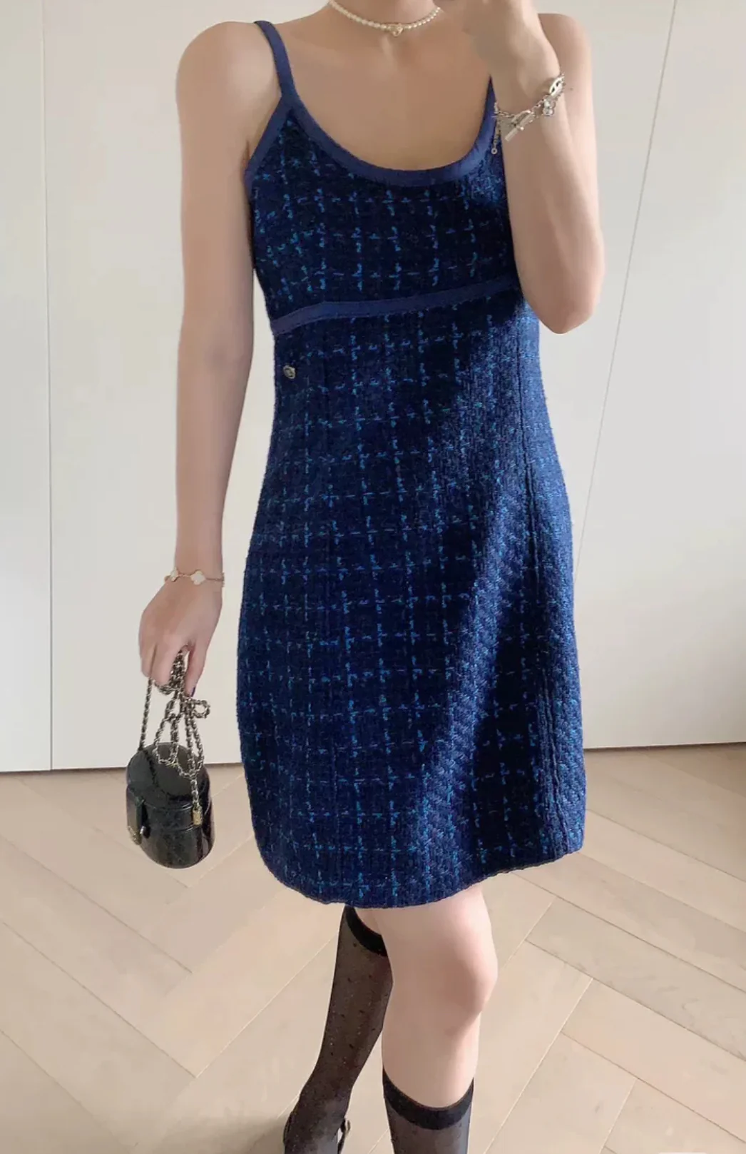 Chanel 24P Blue Tweed Dress - Image 3