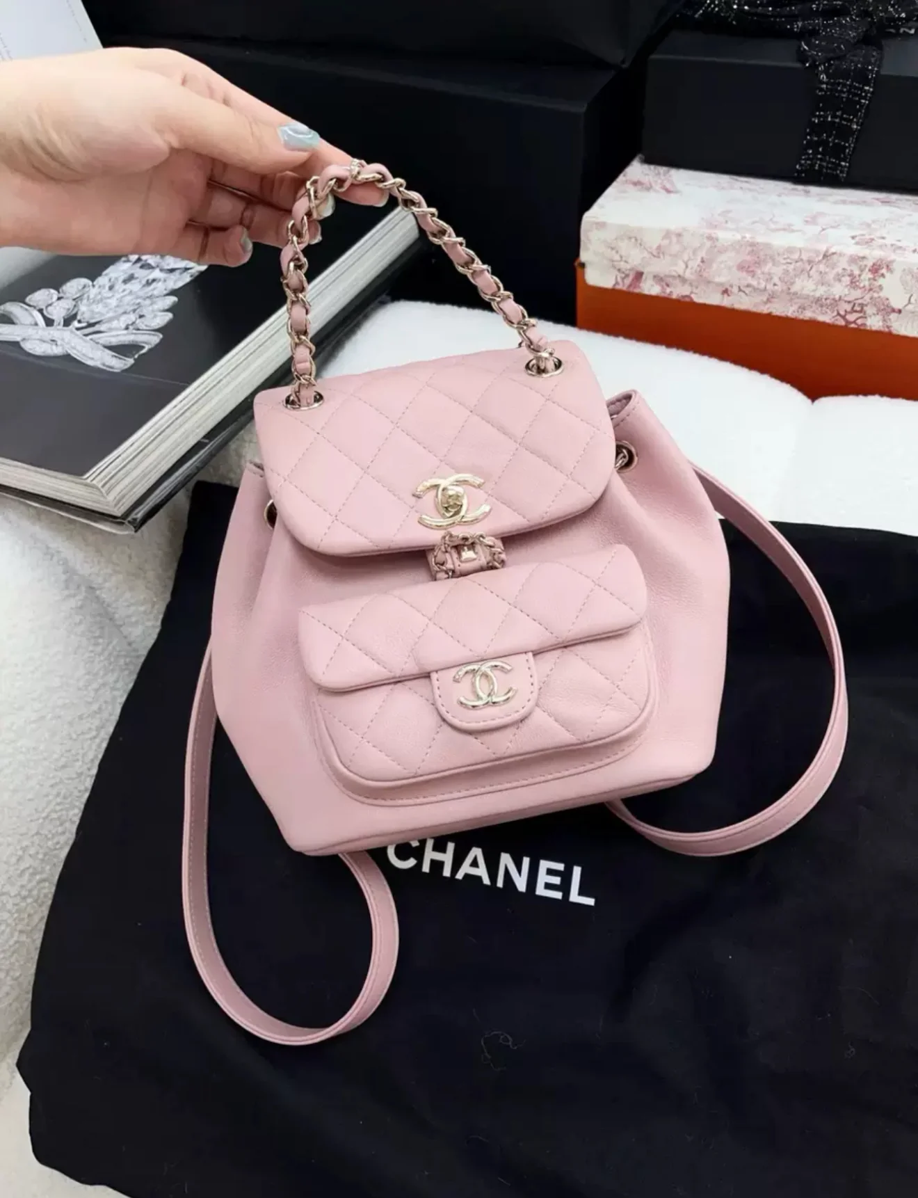 Chanel 24P Pink Backpack Gold Hardware
