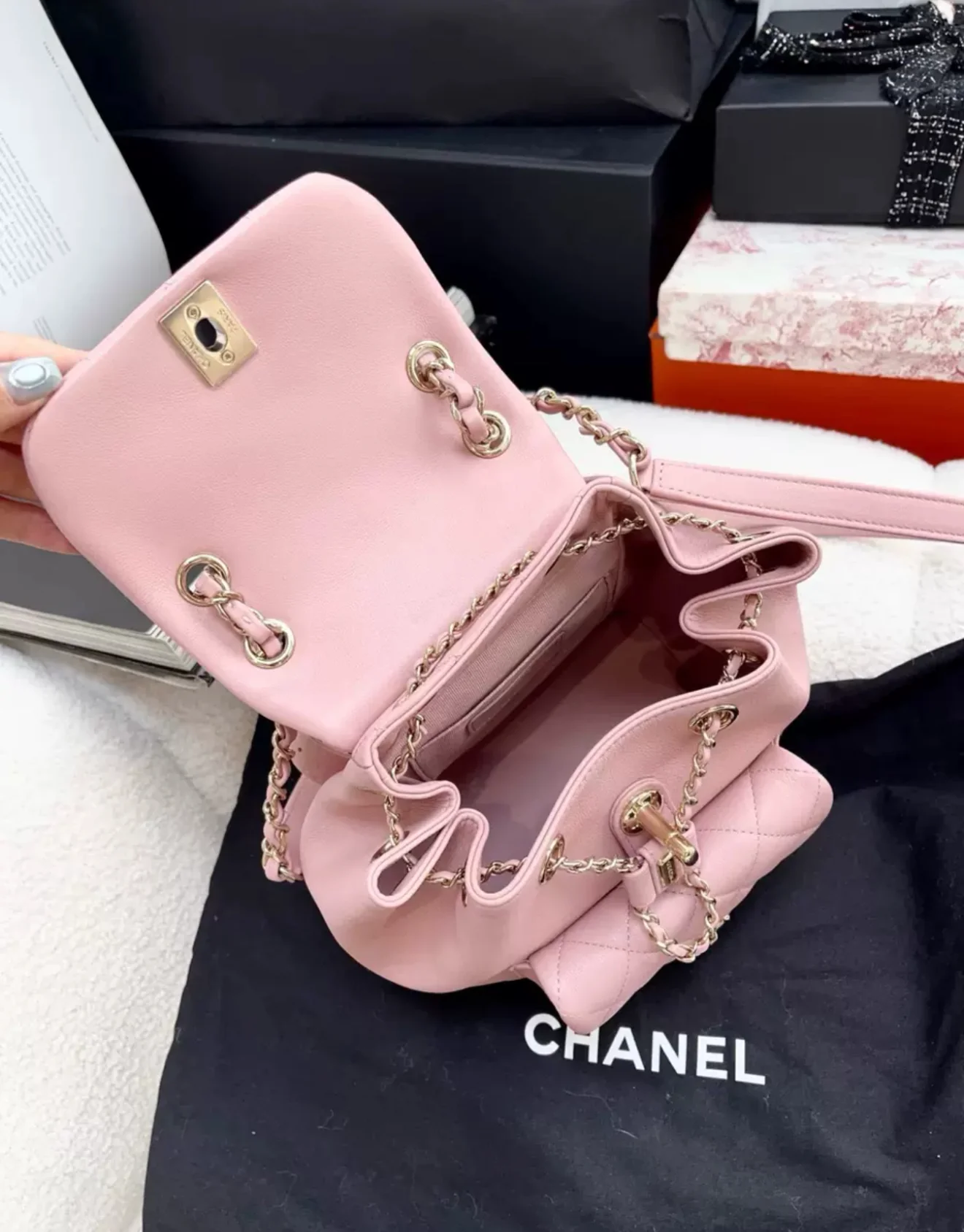 Chanel 24P Pink Backpack Gold Hardware - Image 6