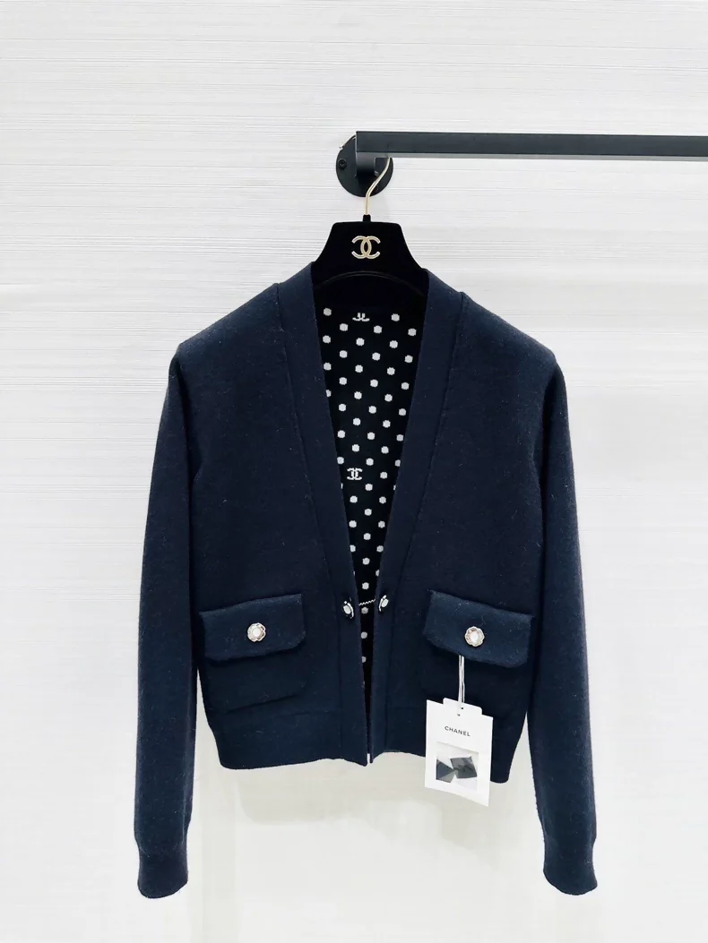 Chanel 24P black cashmere cardigan