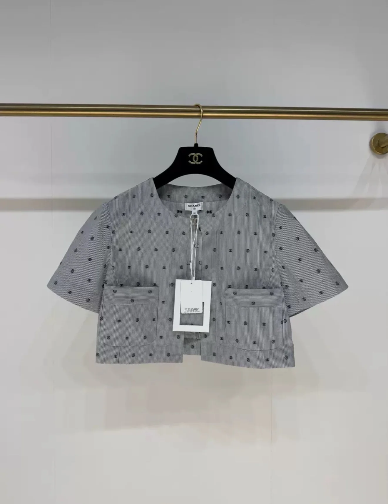 Chanel 24P striped polka dot shirt
