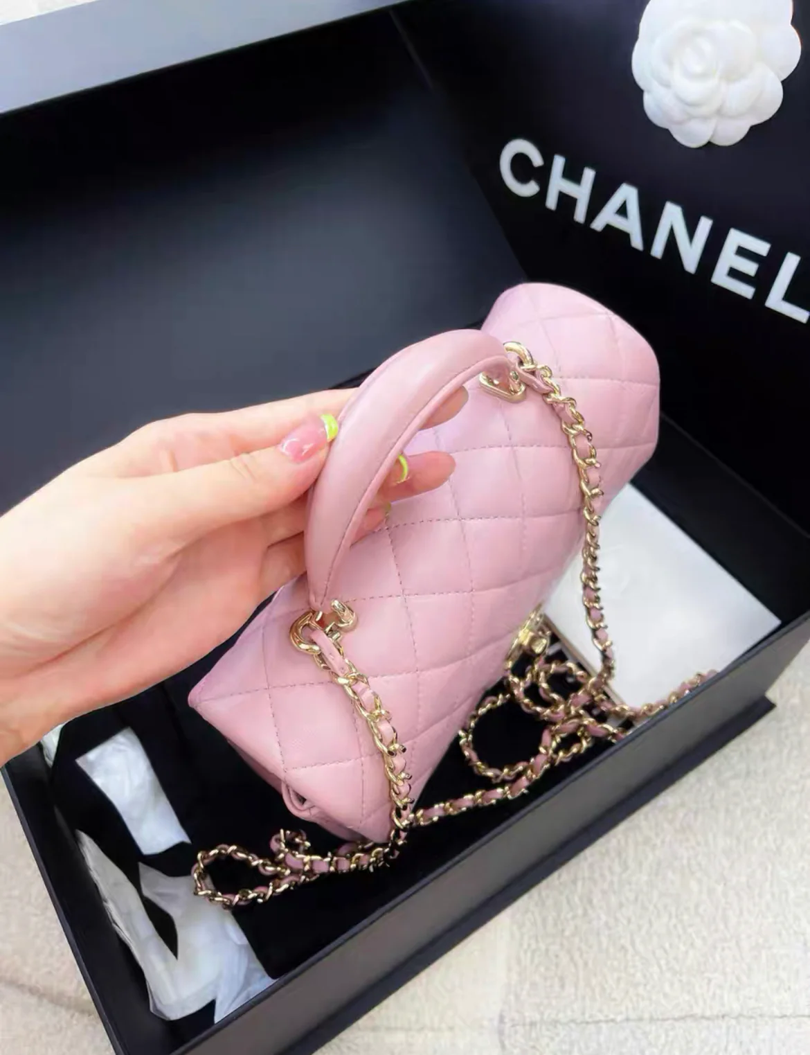 chanel 24P top handle mini pink bag - Image 2