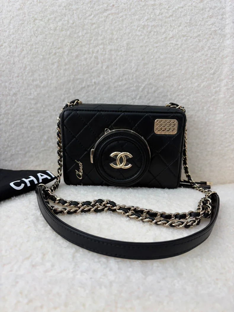 Chanel 24s Black Lambskin Camera Bag