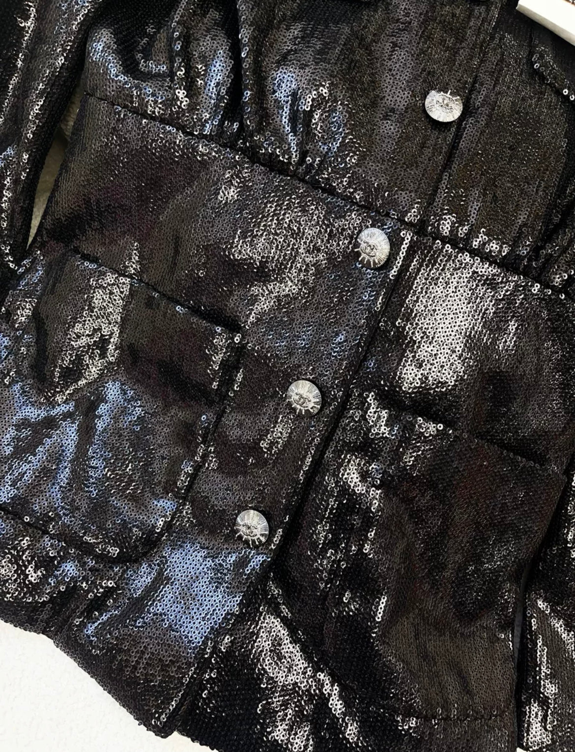 Chanel 24S black sequined jacket size 38 - Image 3