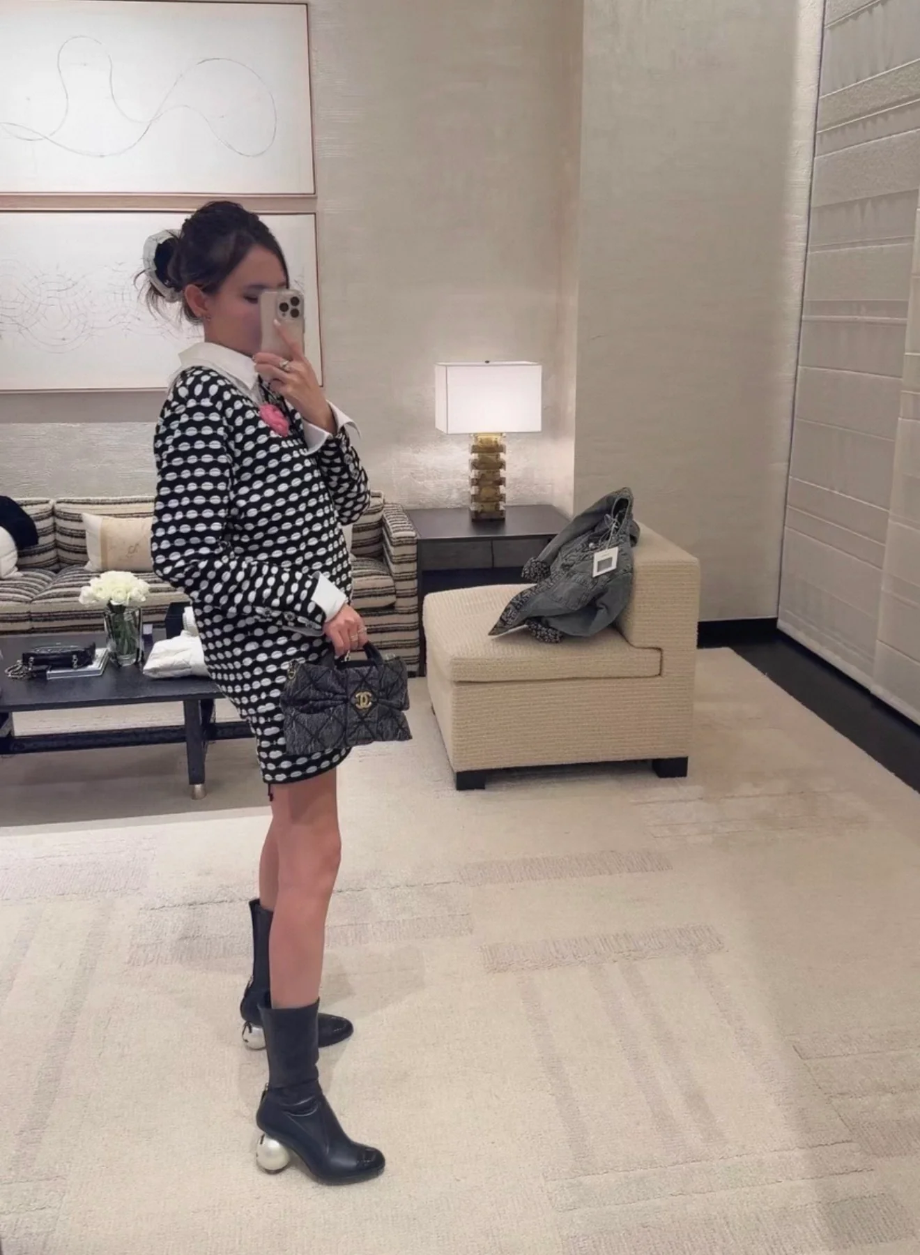 Chanel 24S Black & White Dress - Image 4
