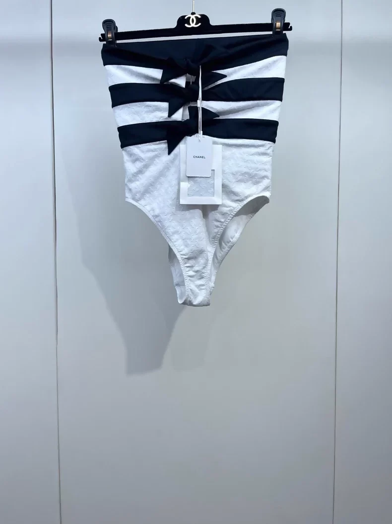 Chanel 24S black & white bow swimsuit