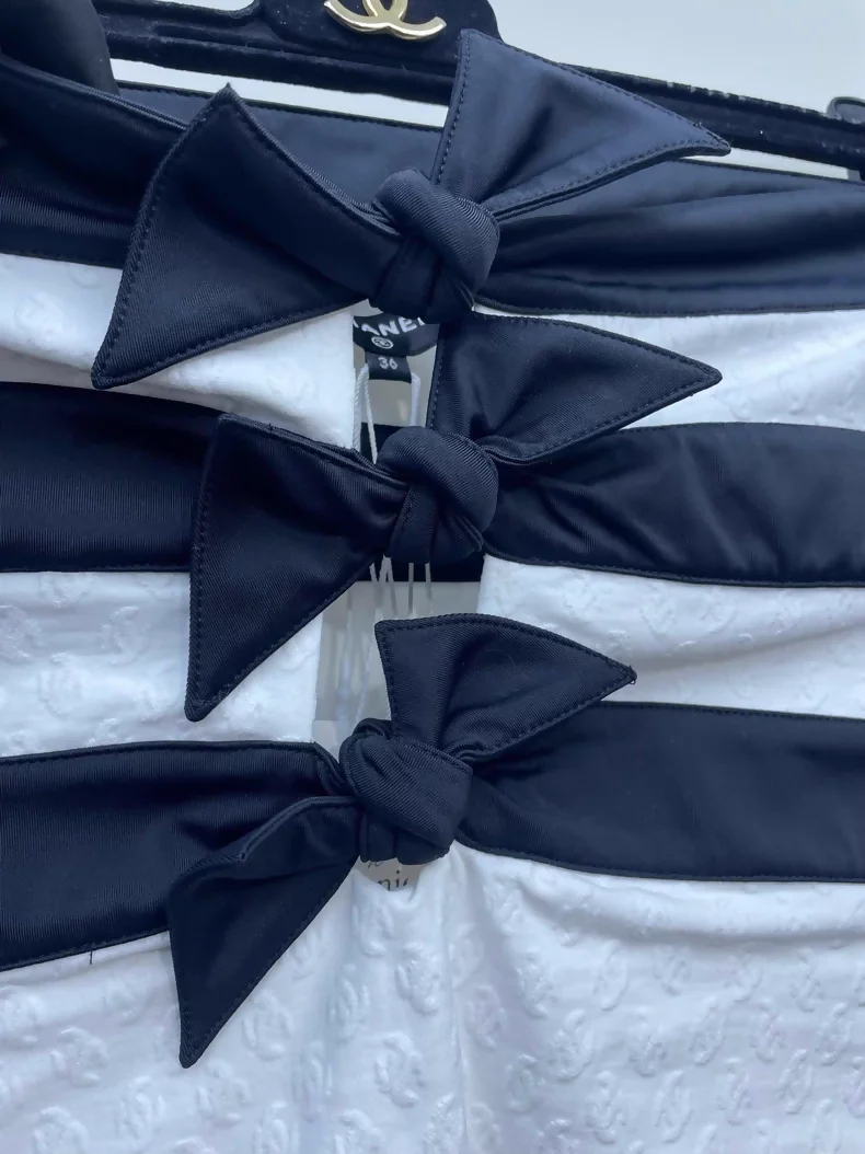 Chanel 24S black & white bow swimsuit - Image 2