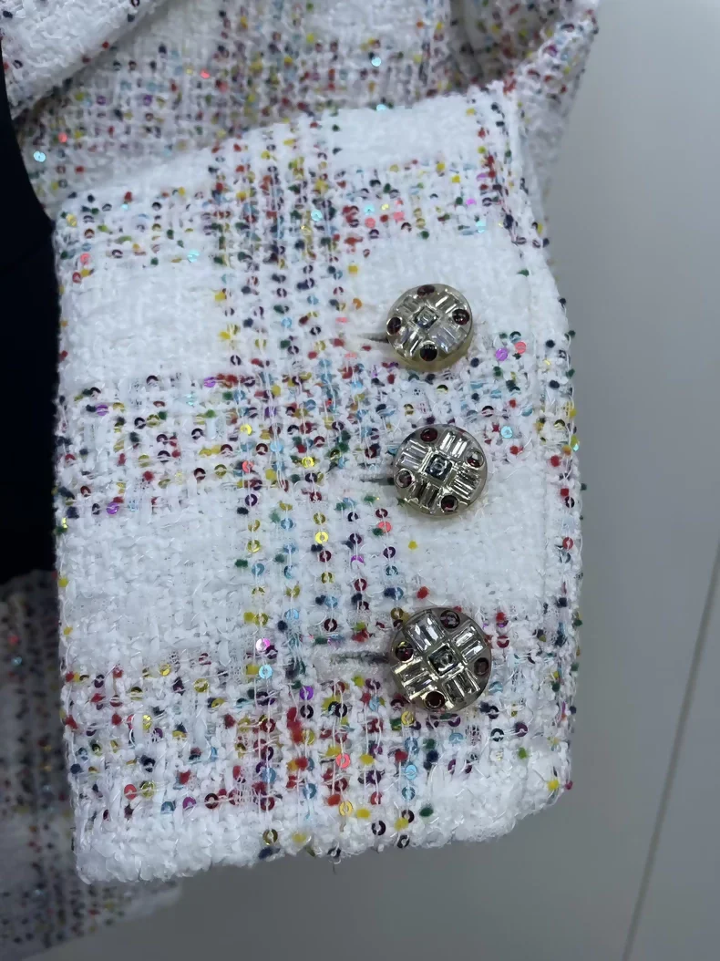 Chanel 24s Colorful Sequined Check Jacket - Image 3