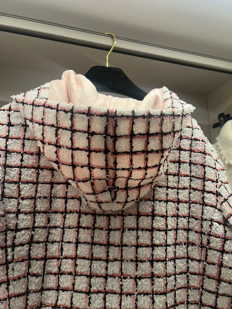Chanel 24S pink/ecru tweed hooded jacket - Image 2