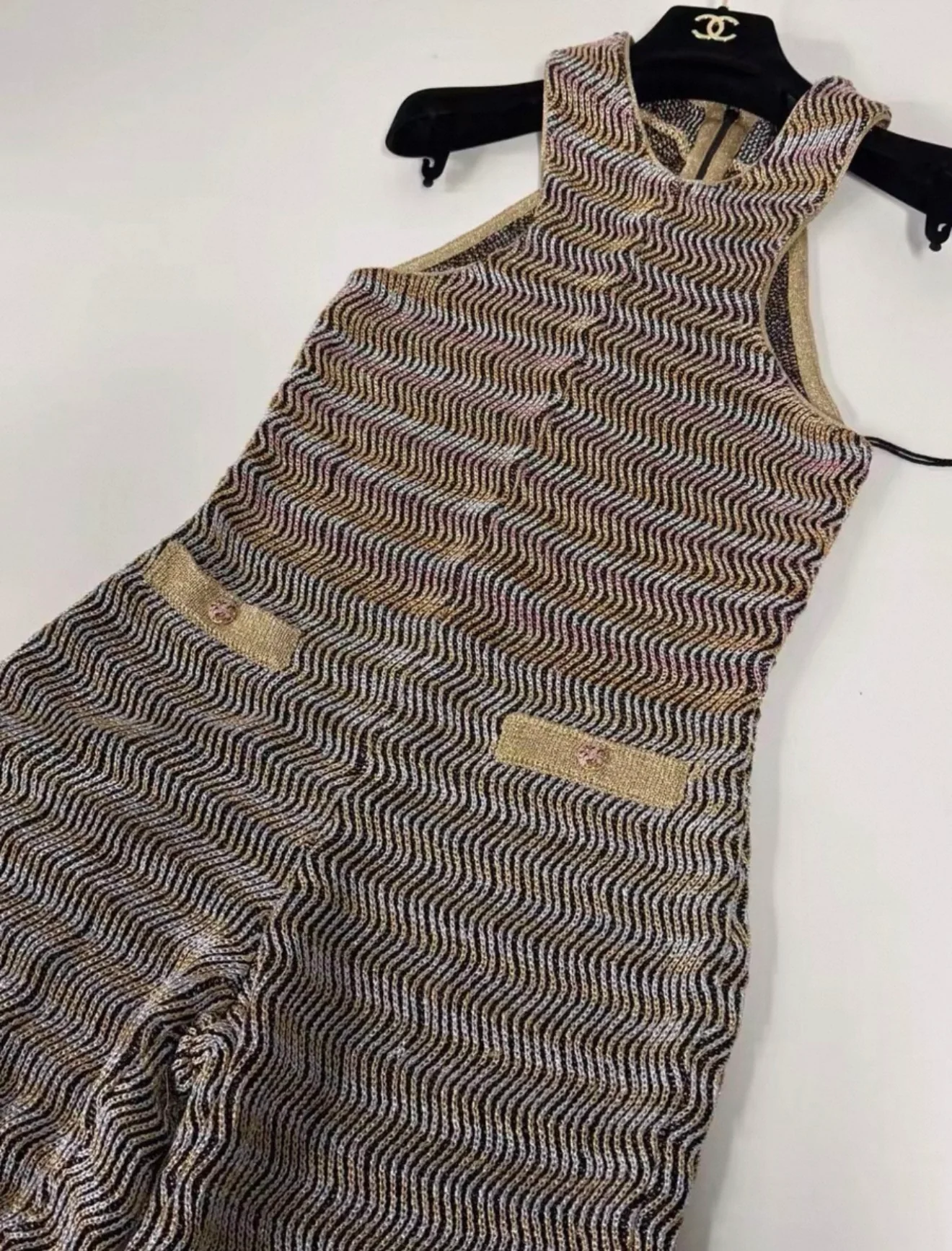 Chanel 24S Iridescent Gold and Silver Knit Jumpsuit - Image 2