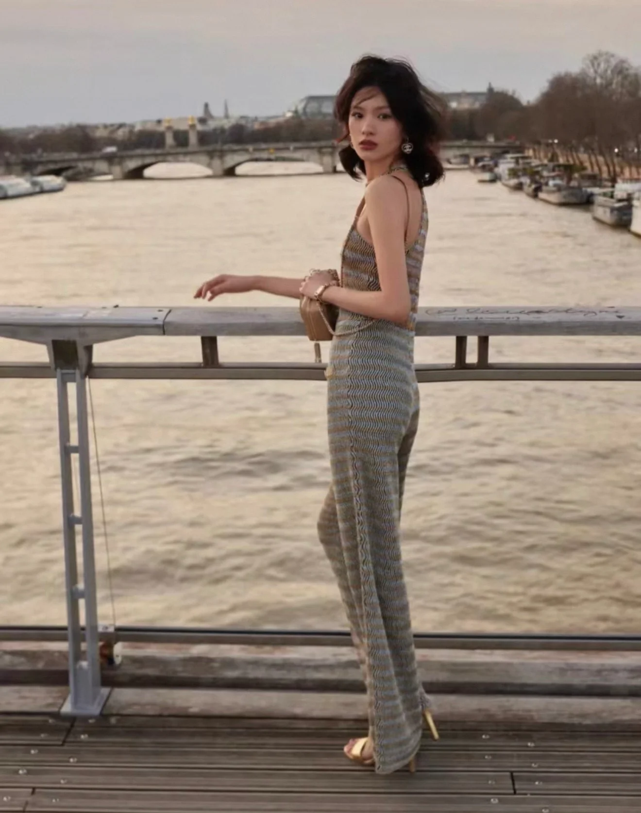 Chanel 24S Iridescent Gold and Silver Knit Jumpsuit - Image 3