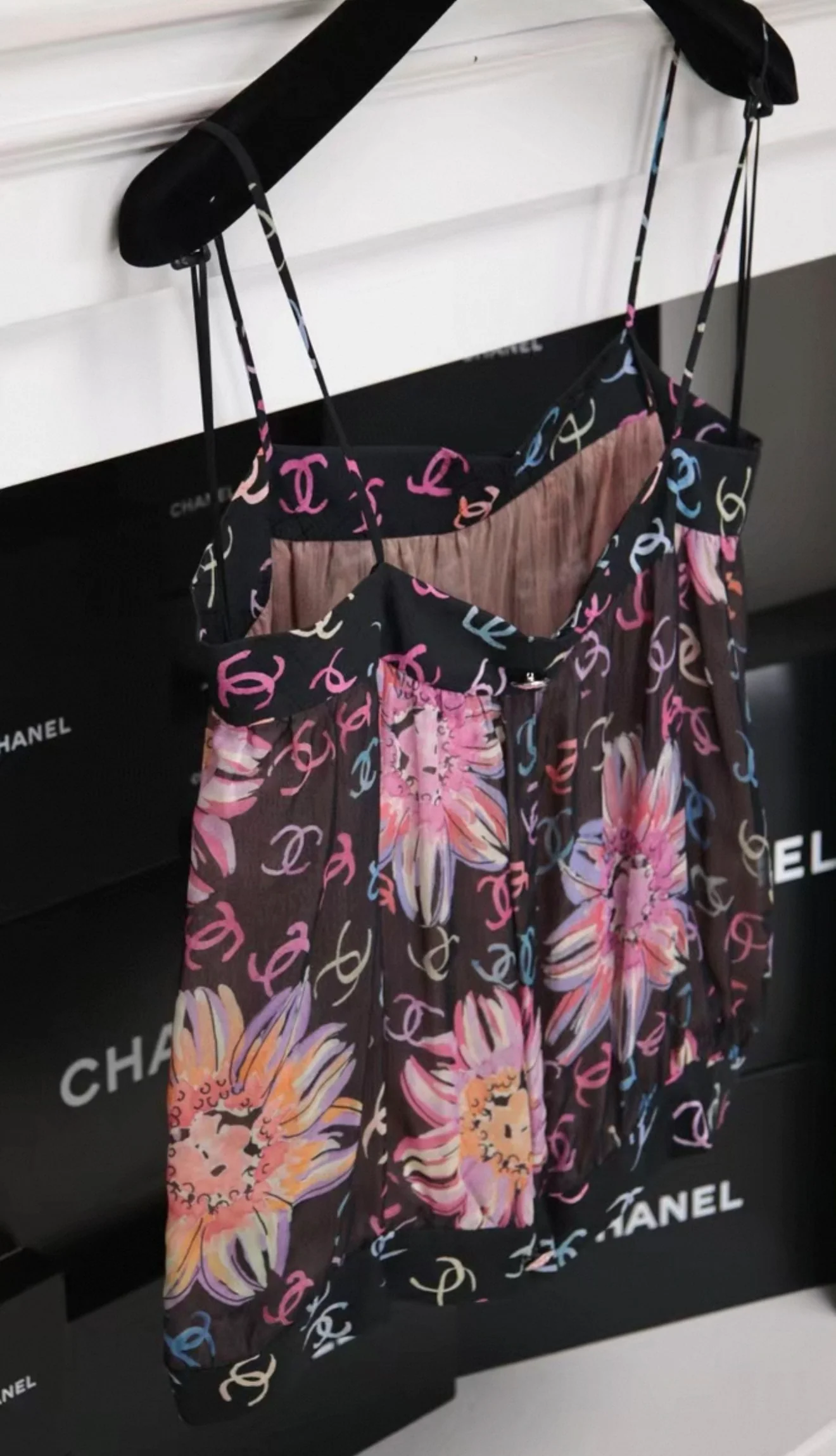 Chanel 24S Runway Colored Silk Camellia Print Camisole Top - Image 2