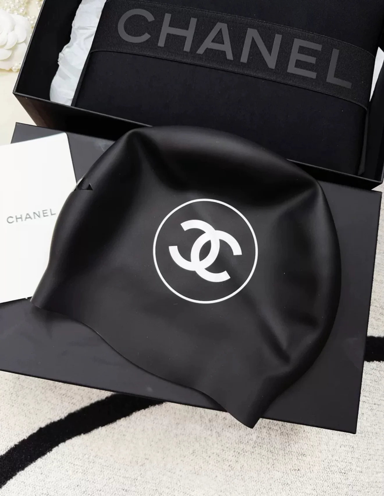 Chanel 24S swimming suit Glasses + black swimming cap + white swimming cap - Image 5
