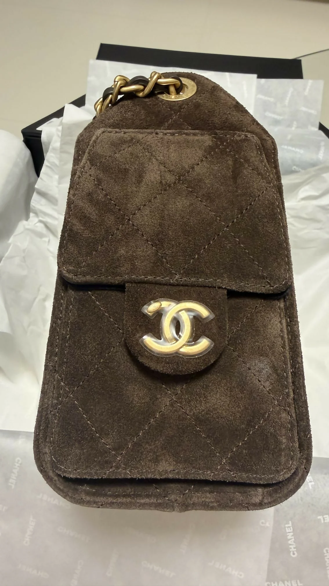 Chanel 25 bag mini brown suede - Image 3