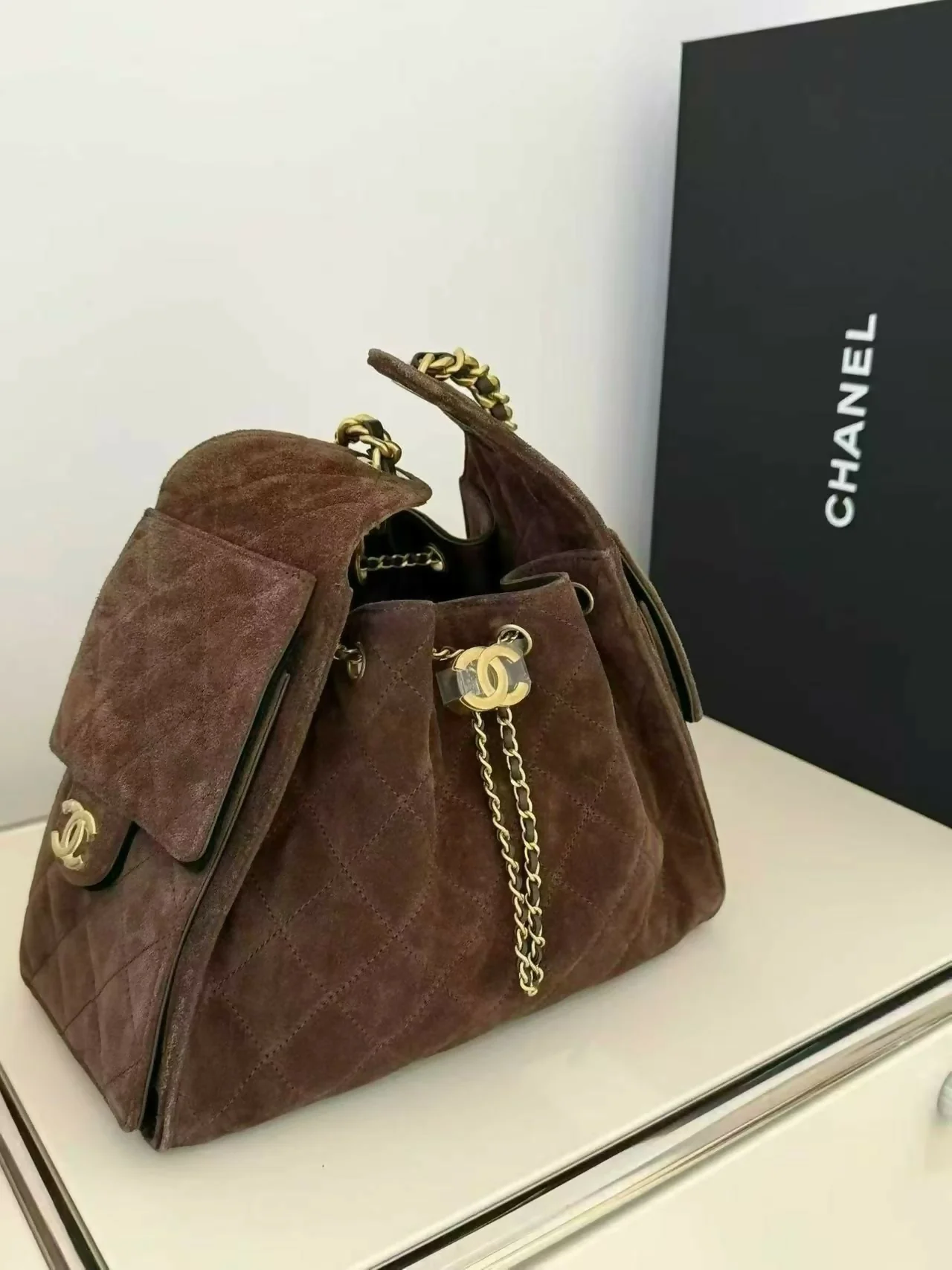Chanel 25 bag small suede brand new