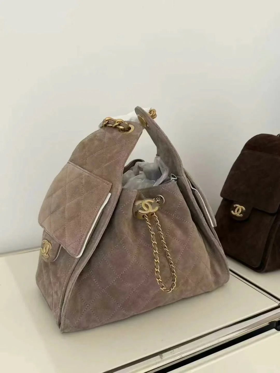 Chanel 25 bag suede small brand new