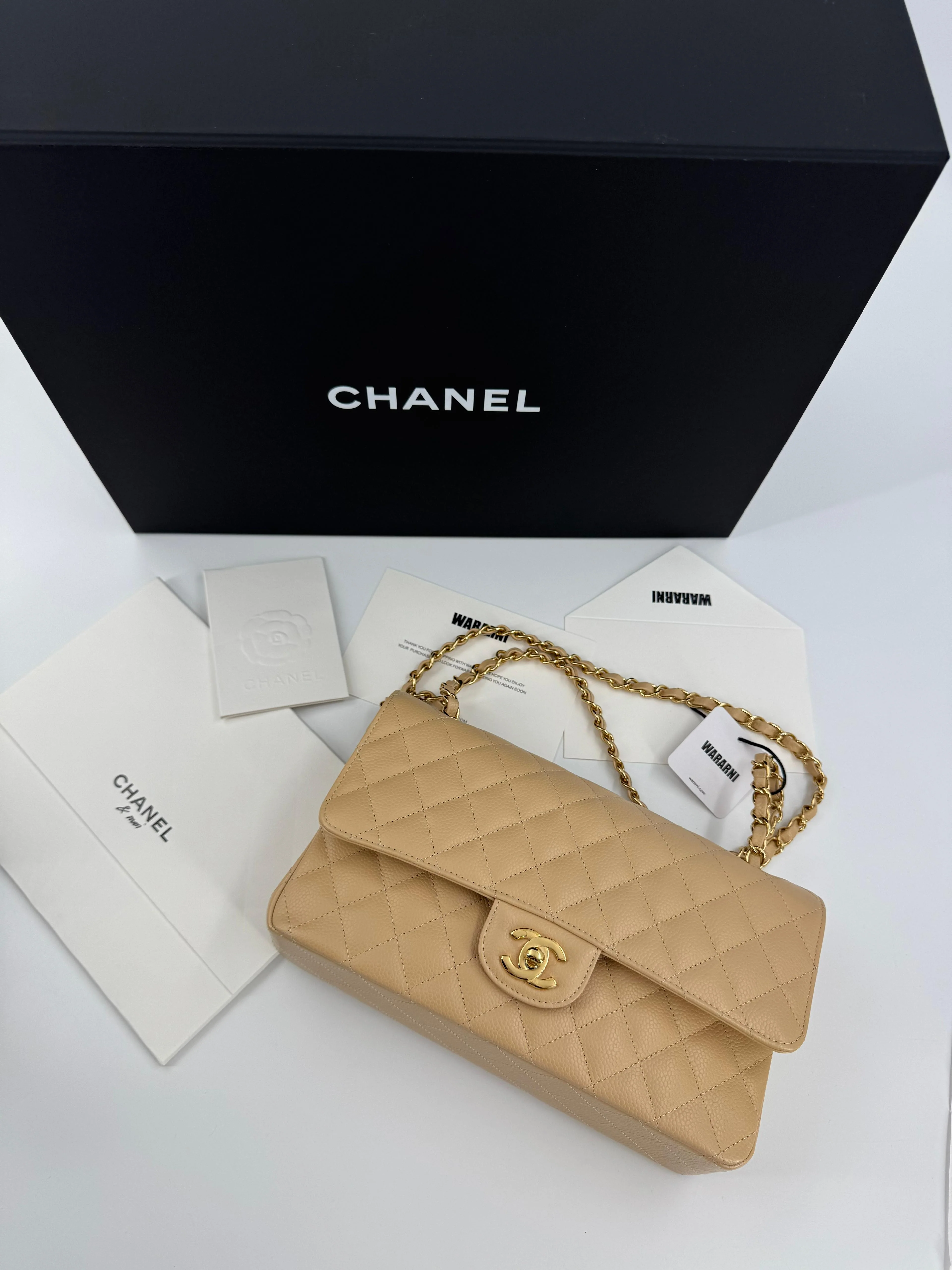 Chanel 25 Medium CF flap beige Caviar leather
