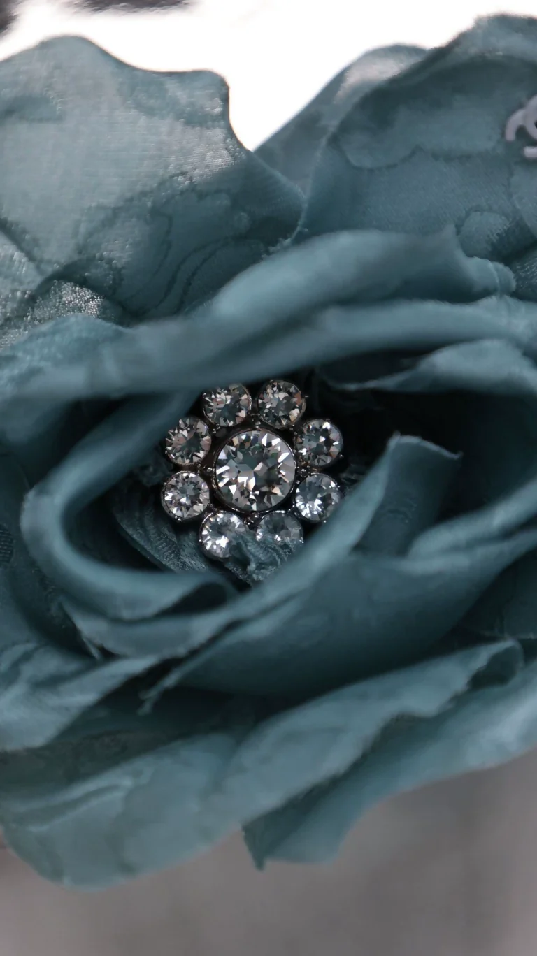 Chanel 25A Blue Camellia Brooch - Image 2