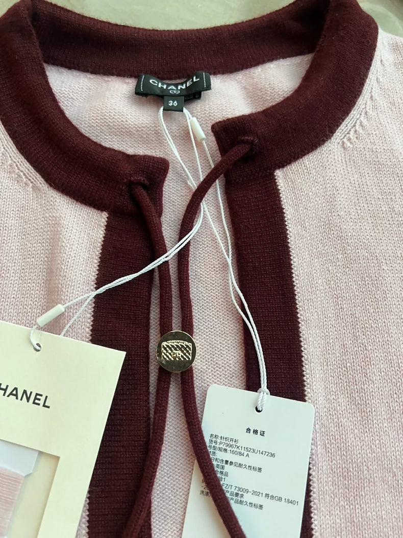 Chanel 25A pink and burgundy cardigan - Image 3