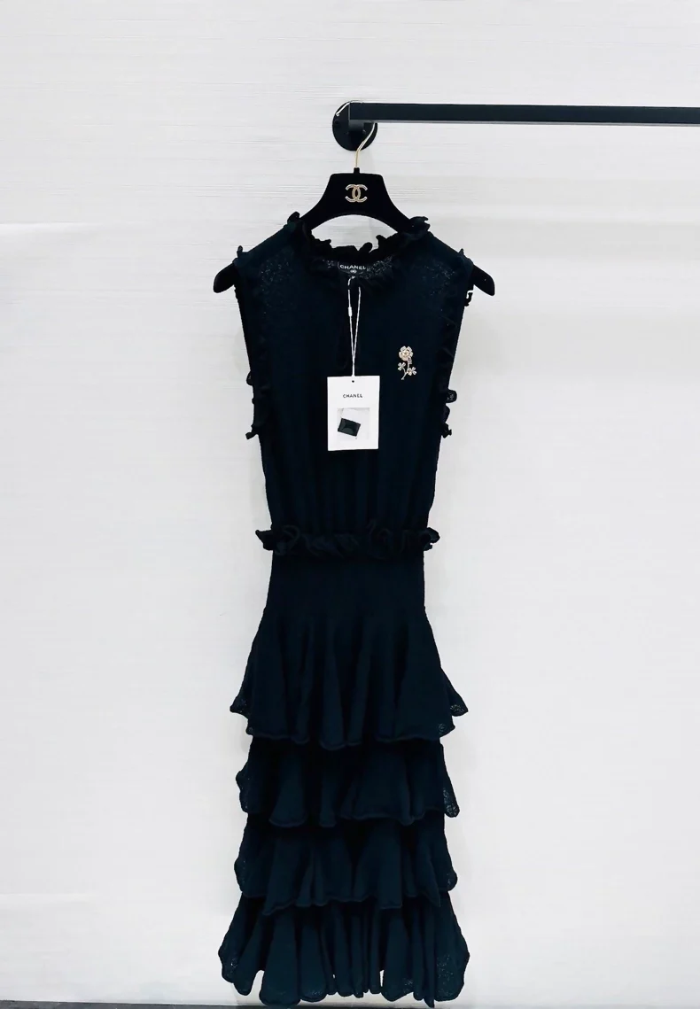 Chanel 25A black ruffled dress