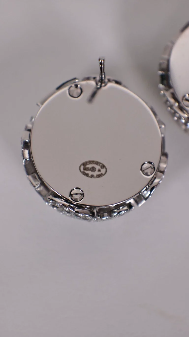 Chanel 25A Silver Sphere Star CC Full Diamond Stud Earrings - Image 3