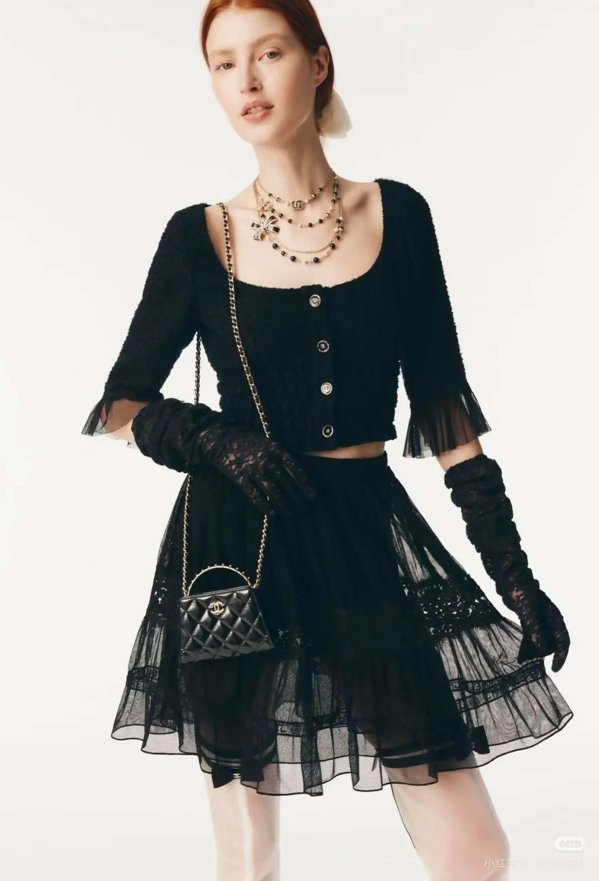 Chanel 25B Black Knit Lace Top Shirt Size 36 - Image 4