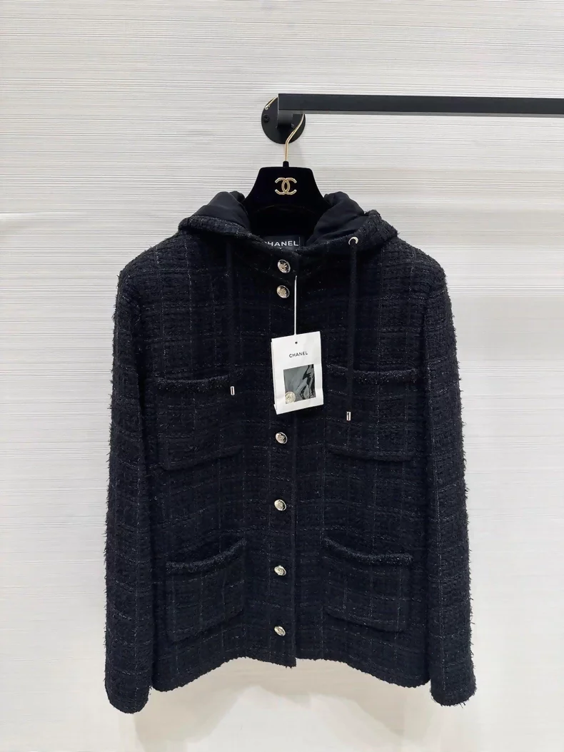 Chanel 25B black hooded jacket