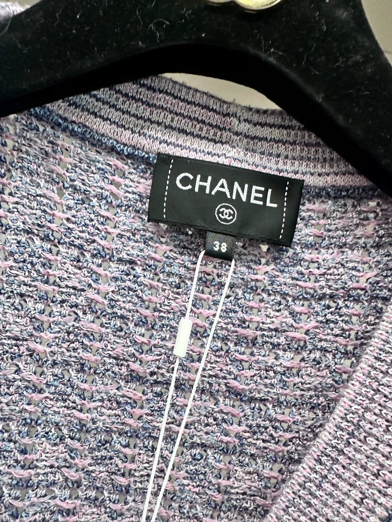 Chanel 25B Purple Knit Cardigan - Image 3